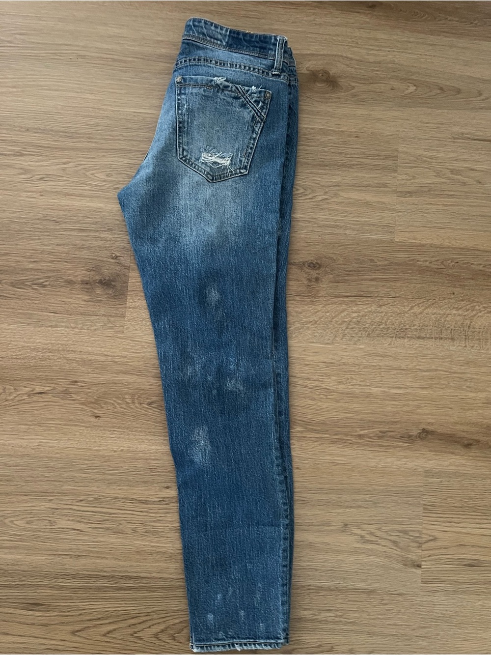 Buckle Black Distressed Skinny Jeans with Patchwork Knees - Picture 2 of 5